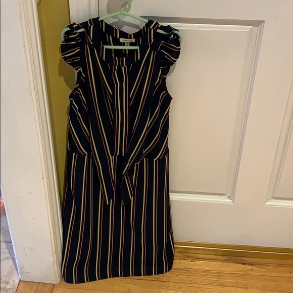 navy blue dress with orange and yellow stripes - Picture 1 of 2